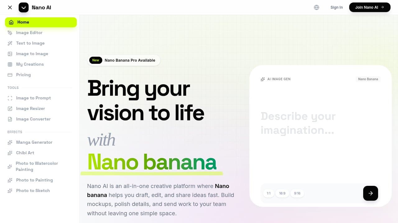 Nano AI - Product screenshot