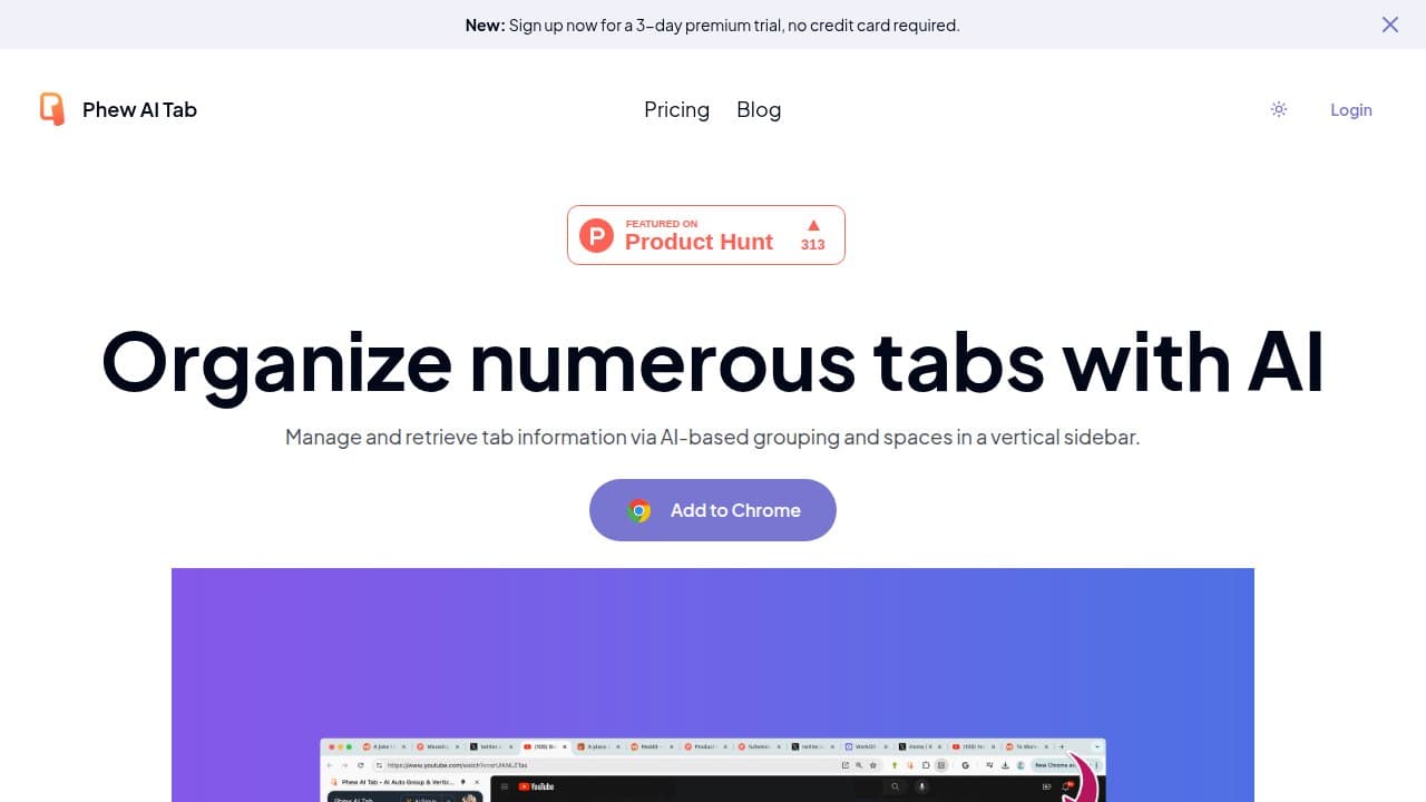 Phew AI Tab - Product screenshot
