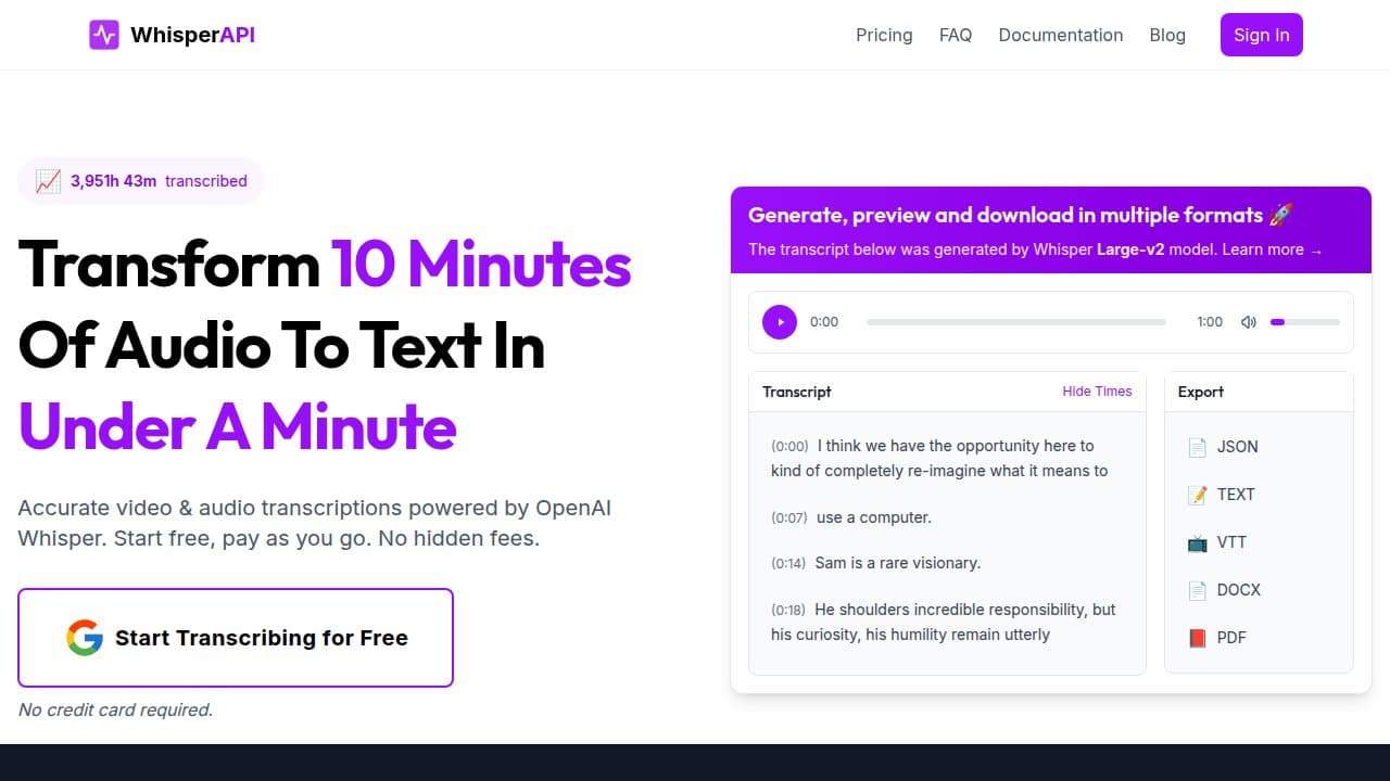 WhisperAPI - Product screenshot
