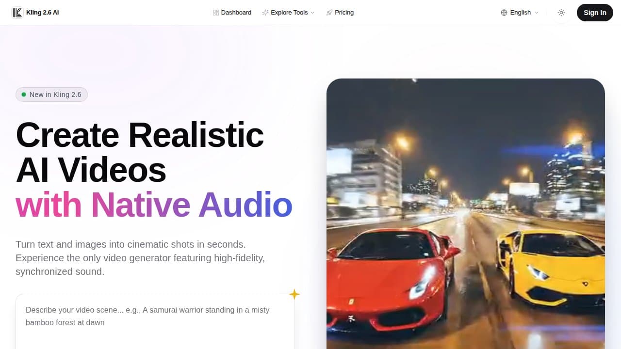 Kling 2.6 AI - Product screenshot