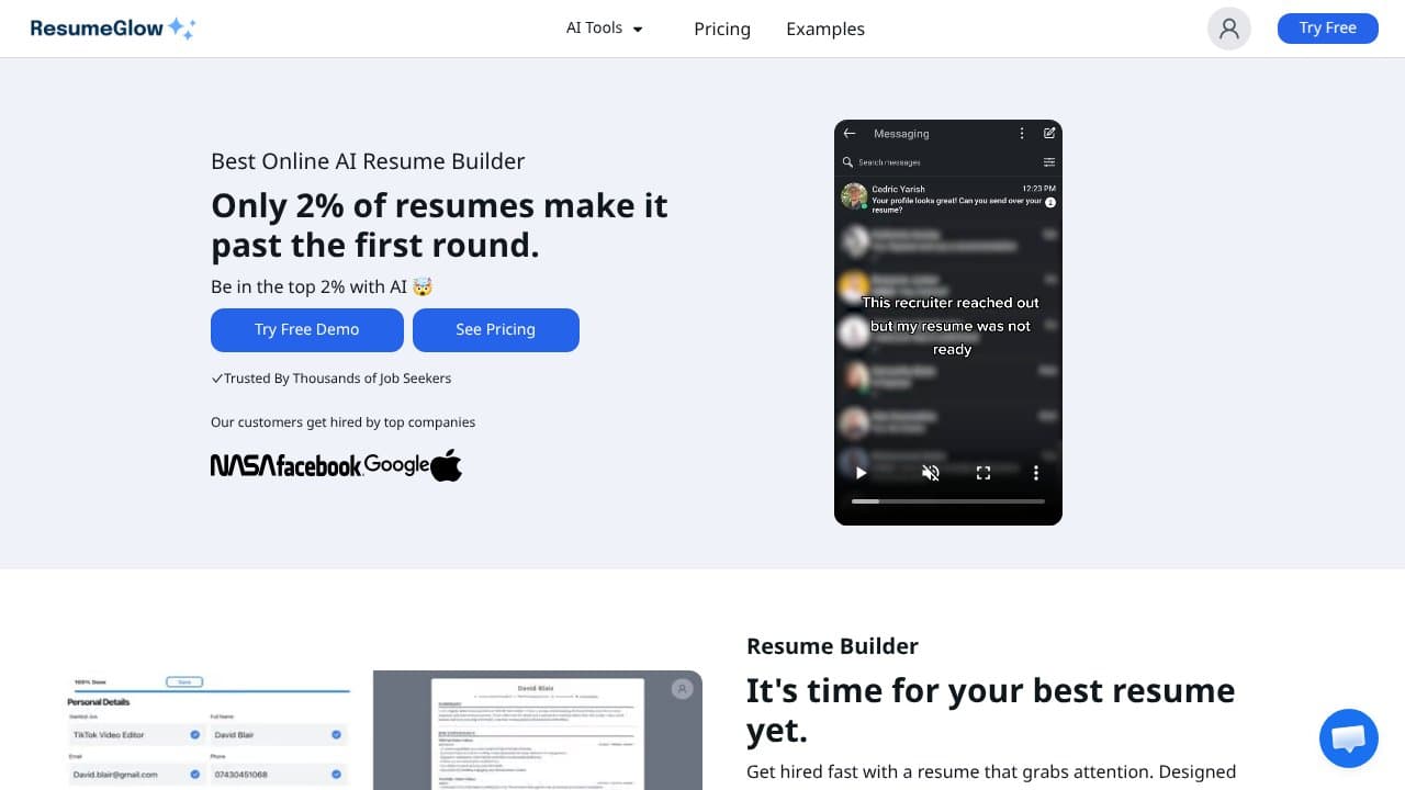 ResumeGlow - Product screenshot