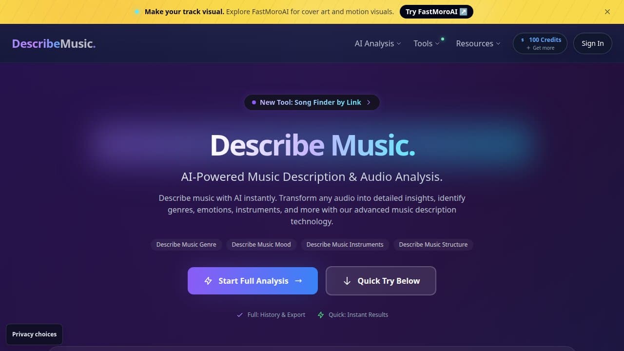 Describe Music - Product screenshot