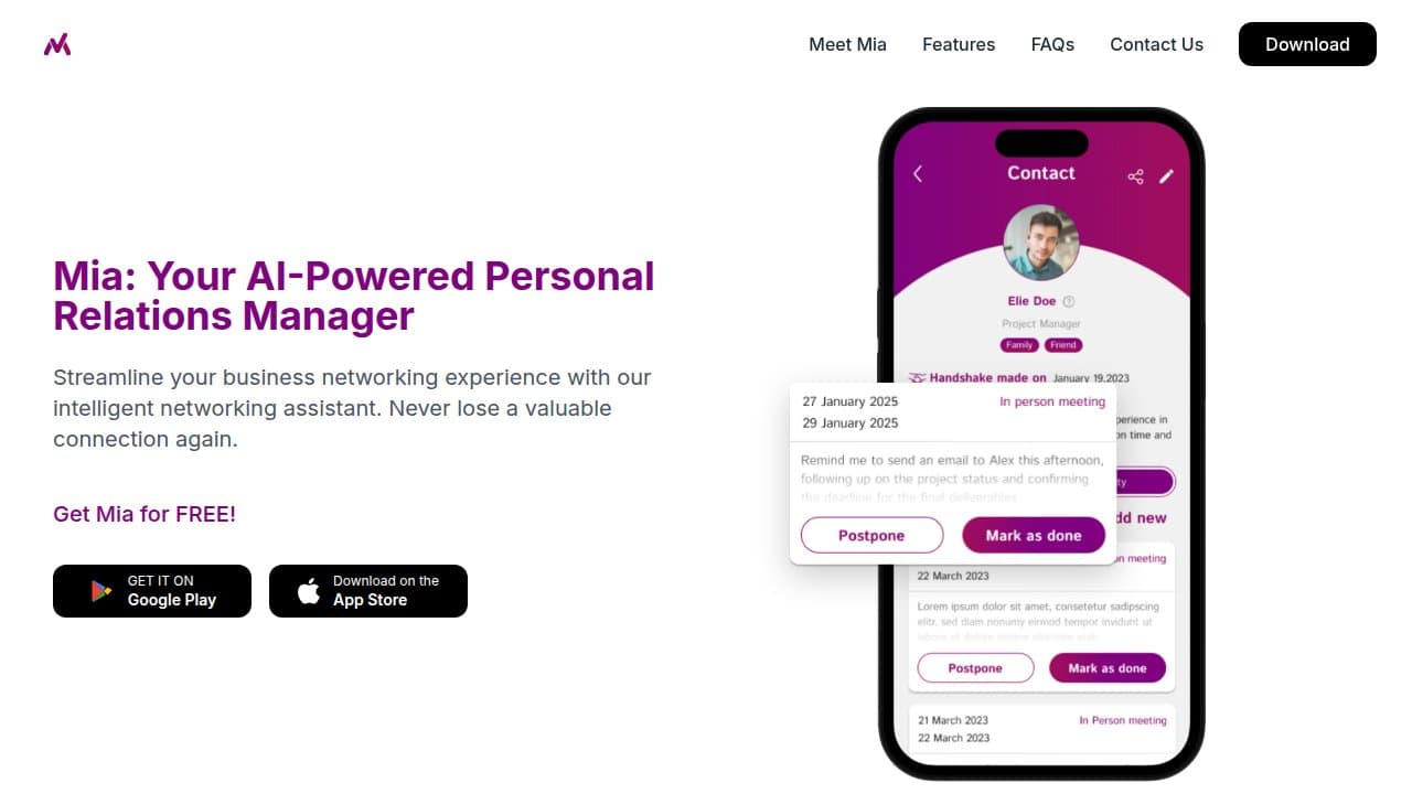 Mia PRM - Product screenshot