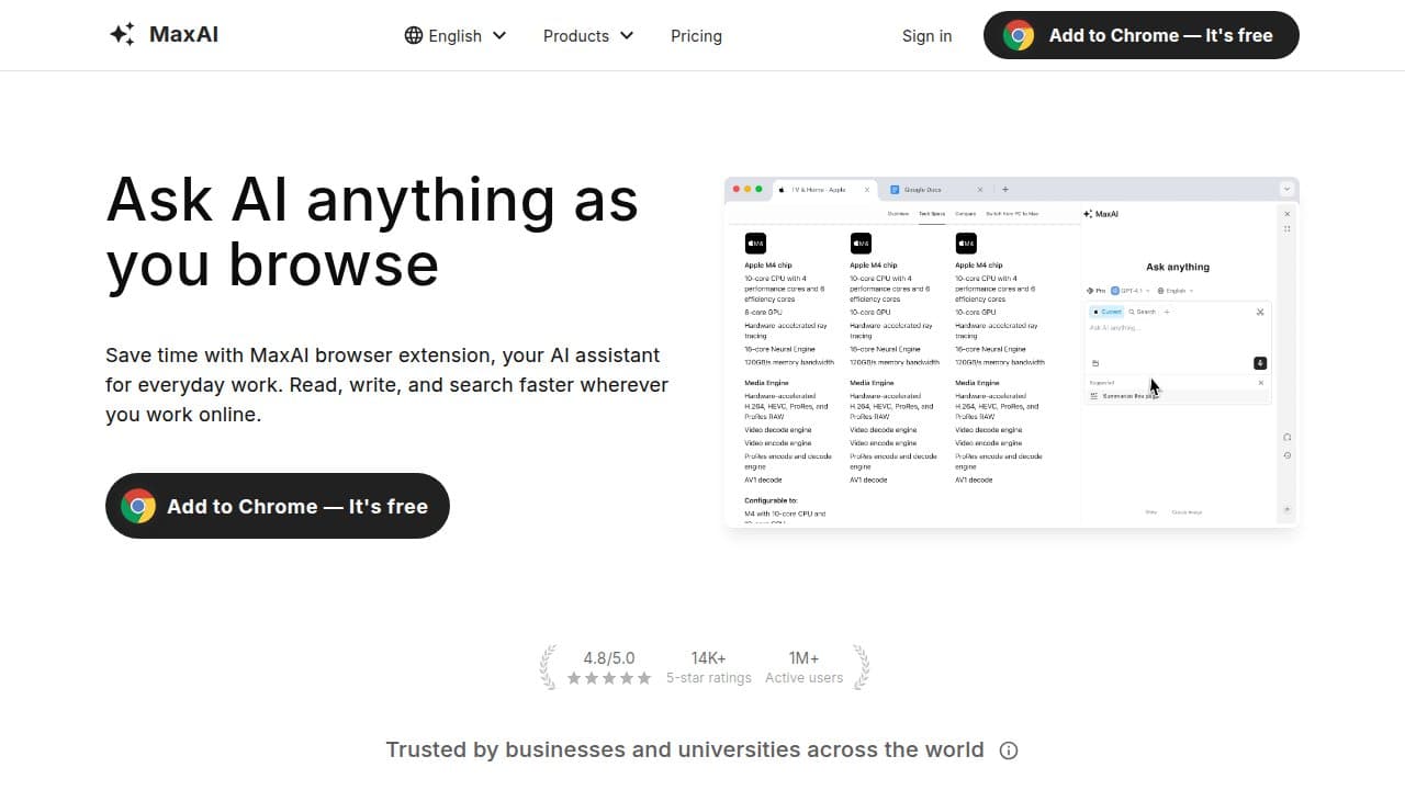 MaxAI - Product screenshot
