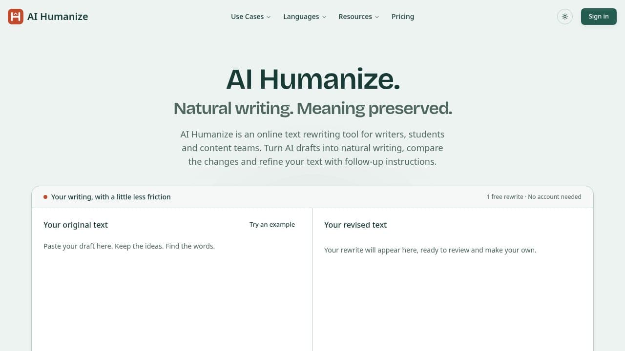 AI Humanize - Product screenshot