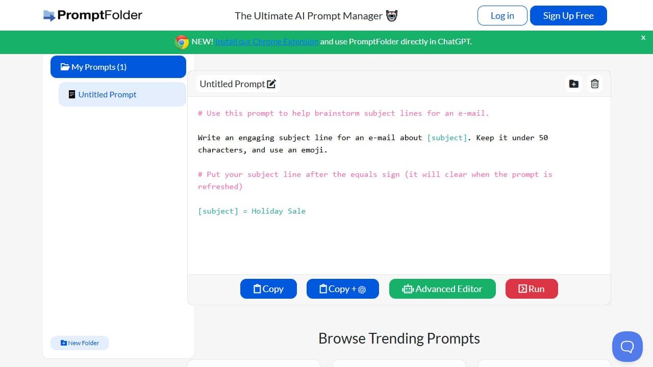 PromptFolder - Product screenshot