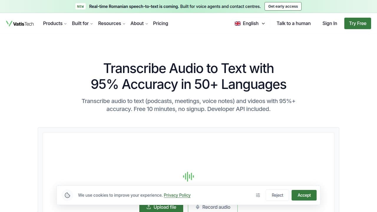 Vatis Tech - Product screenshot