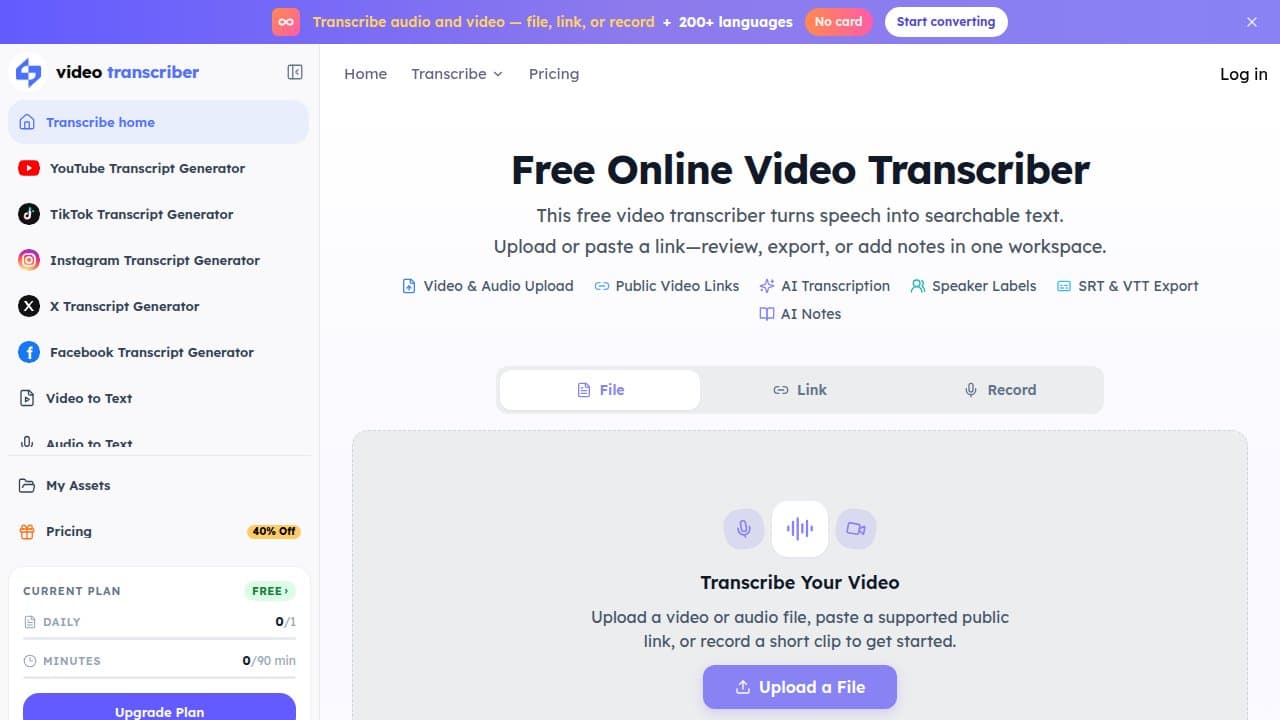 Video Transcriber - Product screenshot