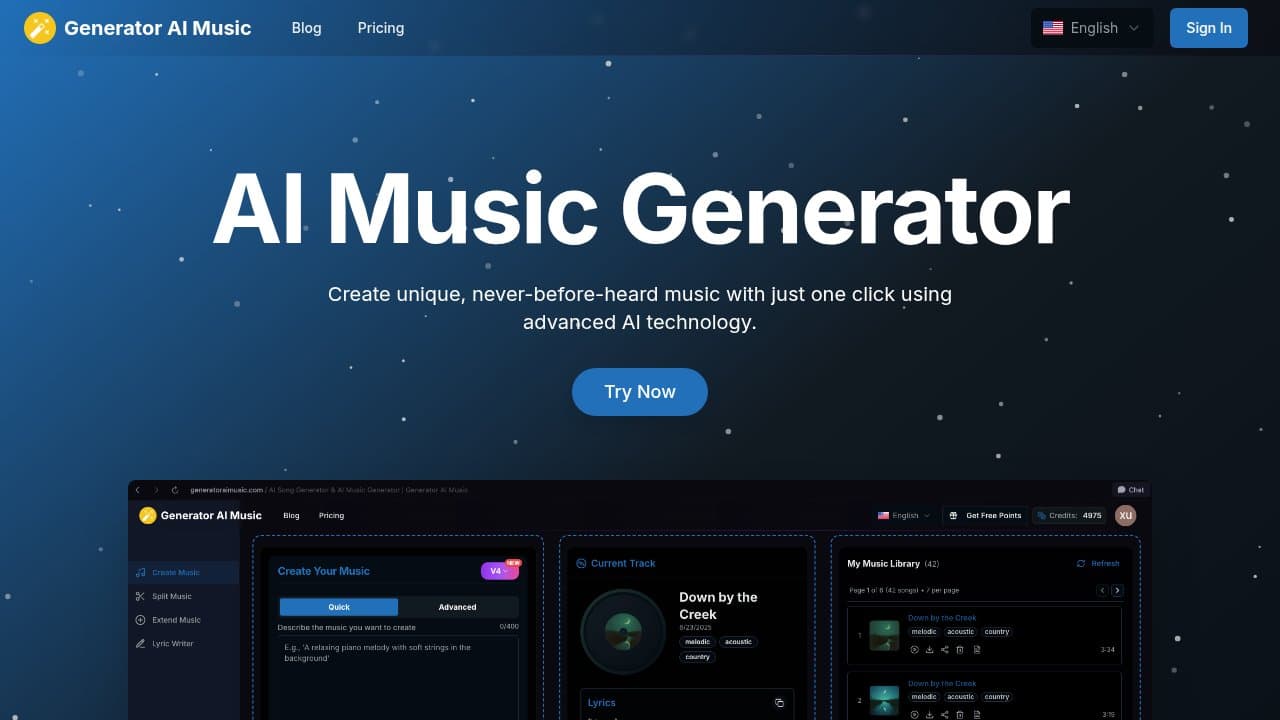 Generator AI Music - Product screenshot
