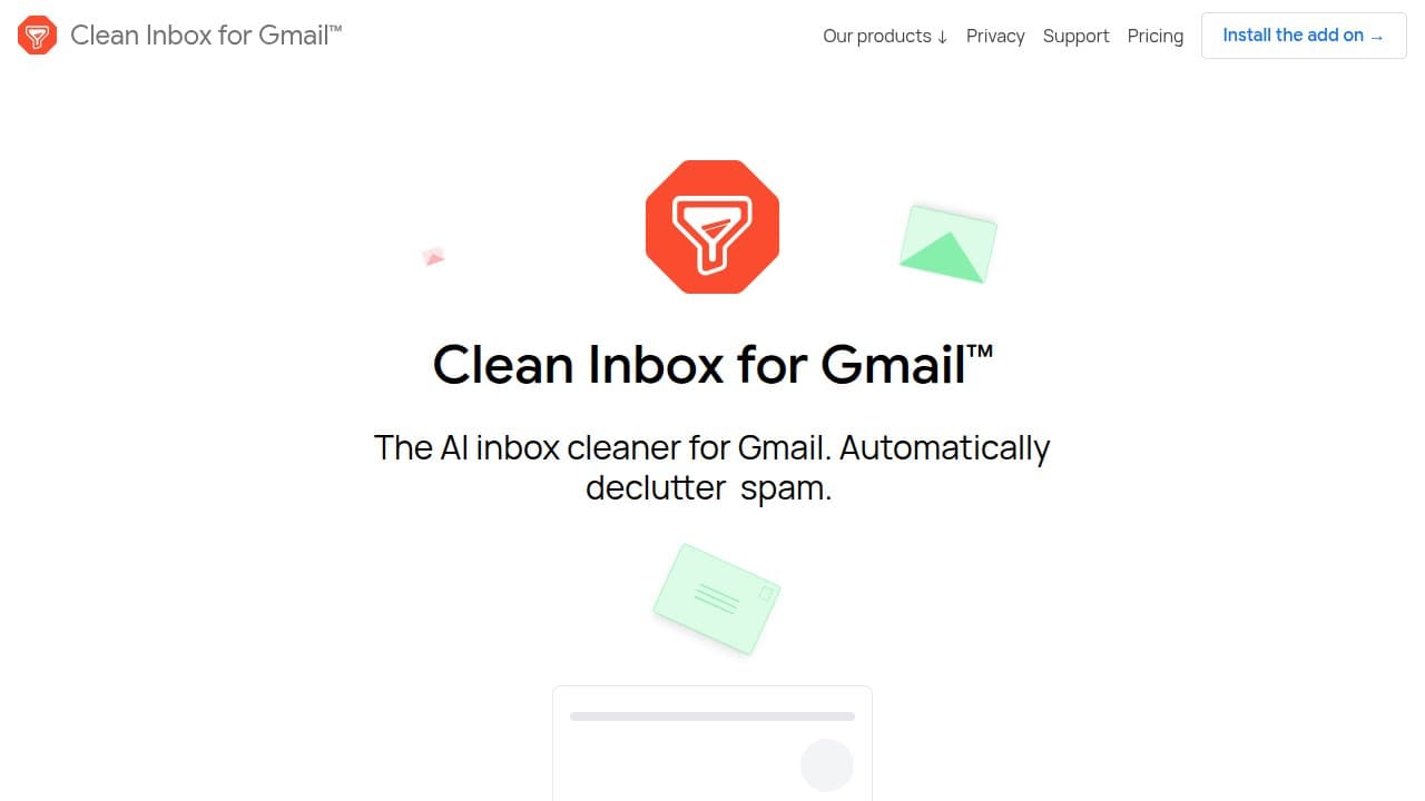 Clean Inbox for Gmail - Product screenshot