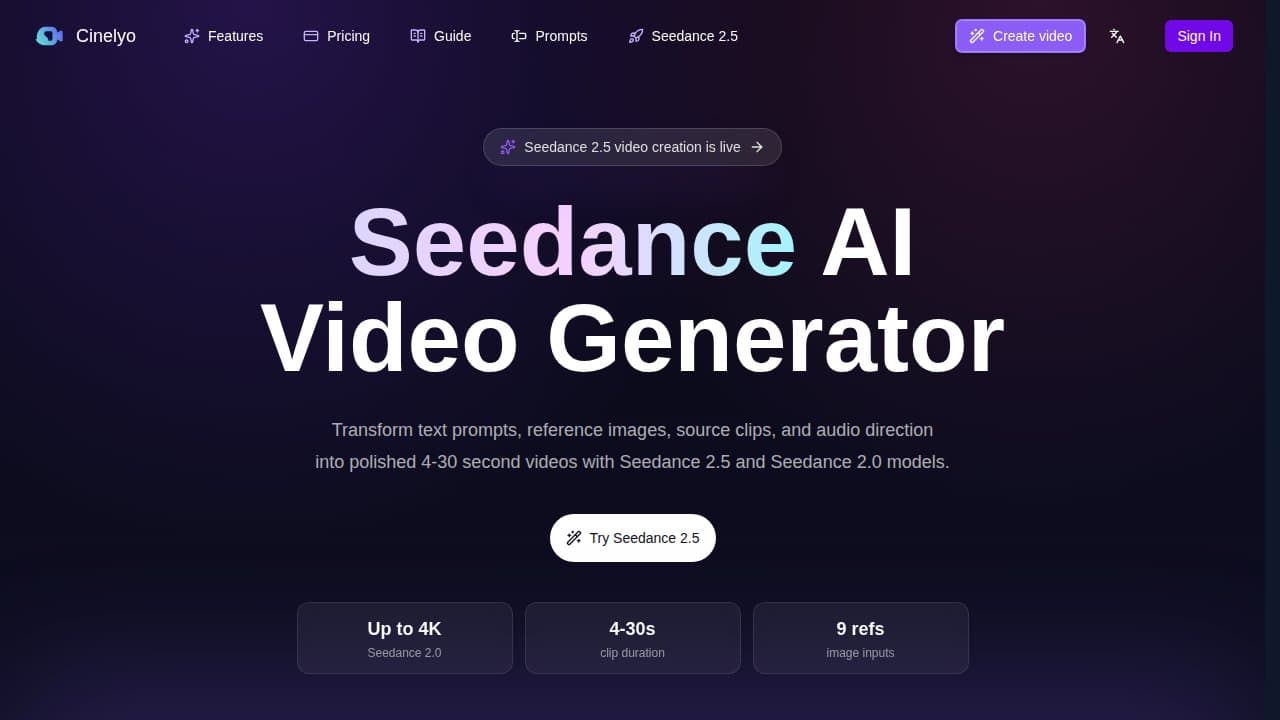 Cinelyo Seedance - Product screenshot