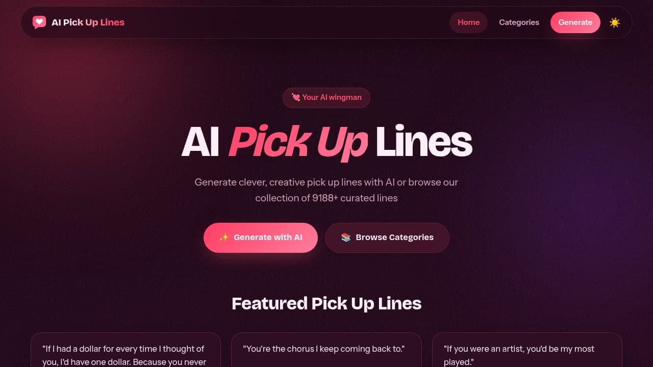 AI Pick Up Lines - Product screenshot