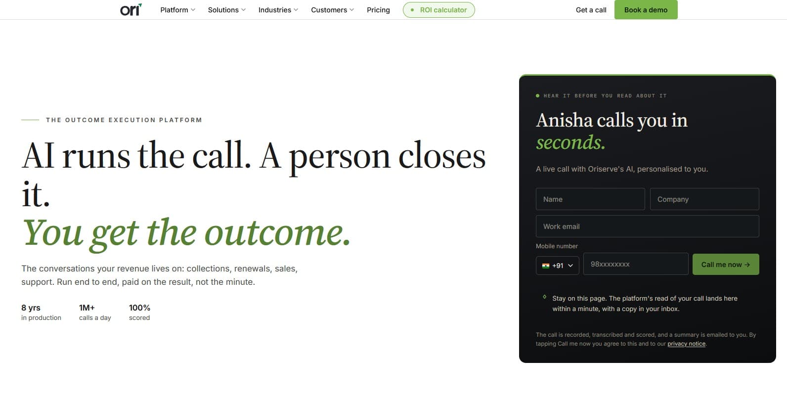 Oriserve - Product screenshot