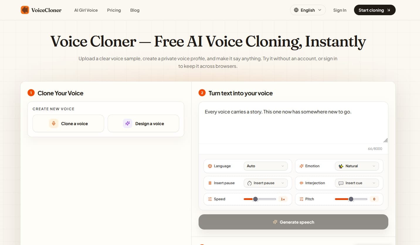 Voice Cloner - Product screenshot
