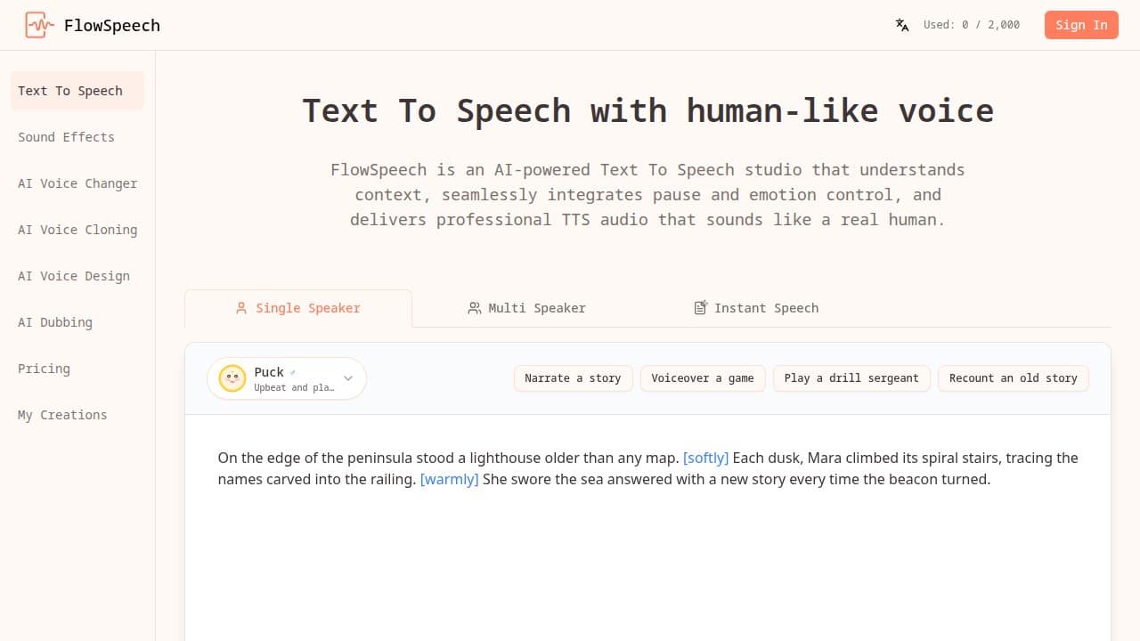 FlowSpeech - Product screenshot