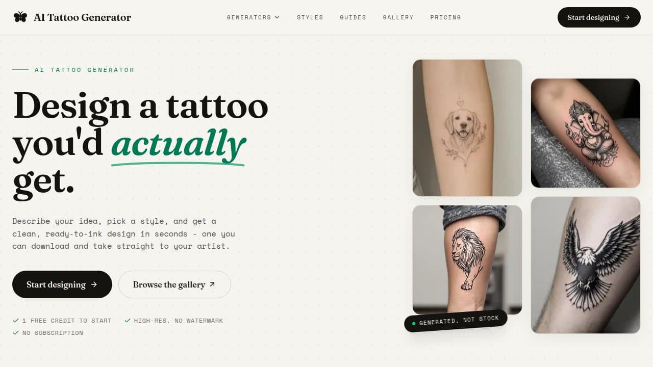 AI Tattoo Generator - Product screenshot