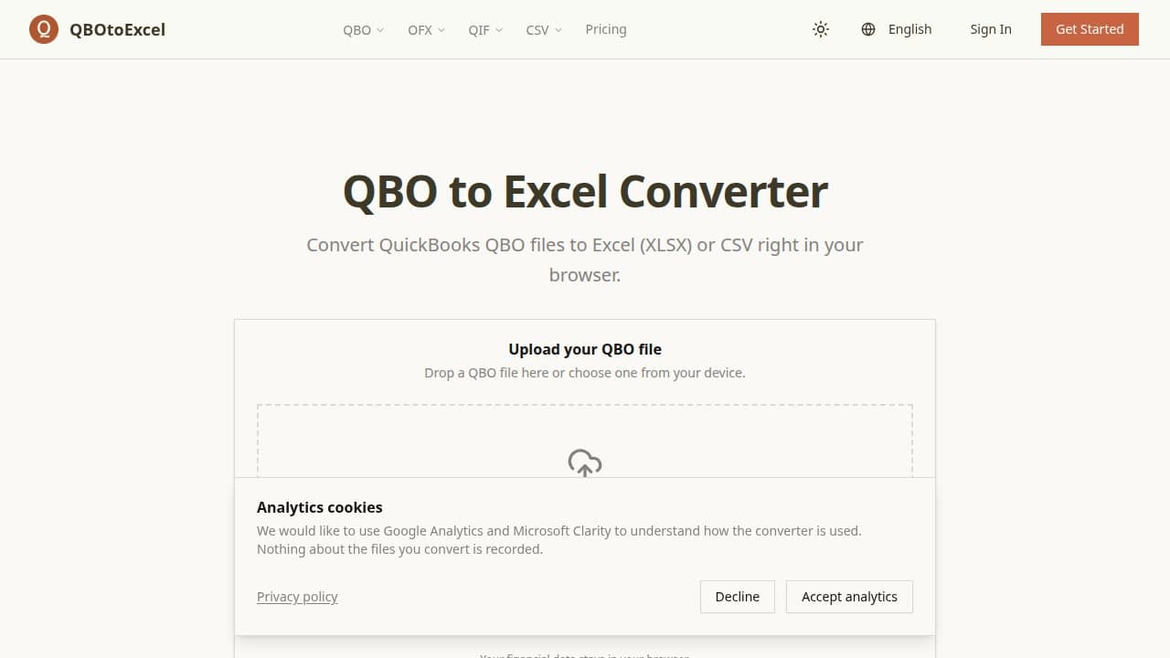 QBO to Excel Converter - Product screenshot