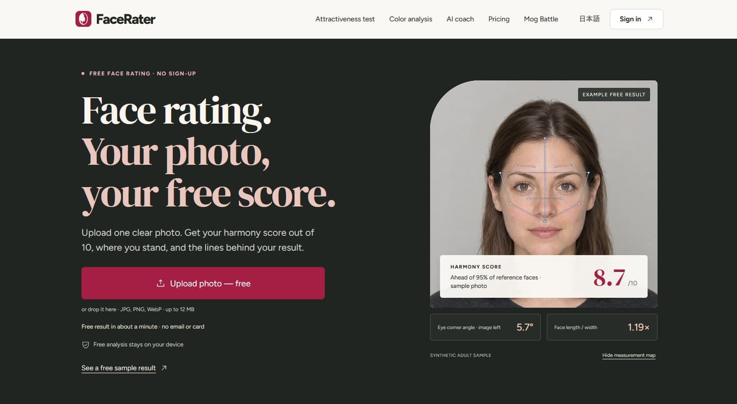 FaceRater - Product screenshot