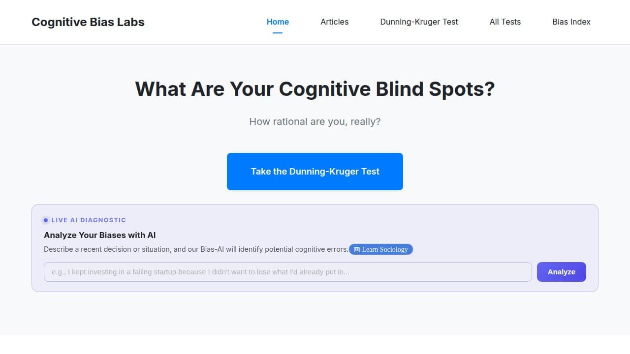 Cognitive Bias Labs - Product screenshot