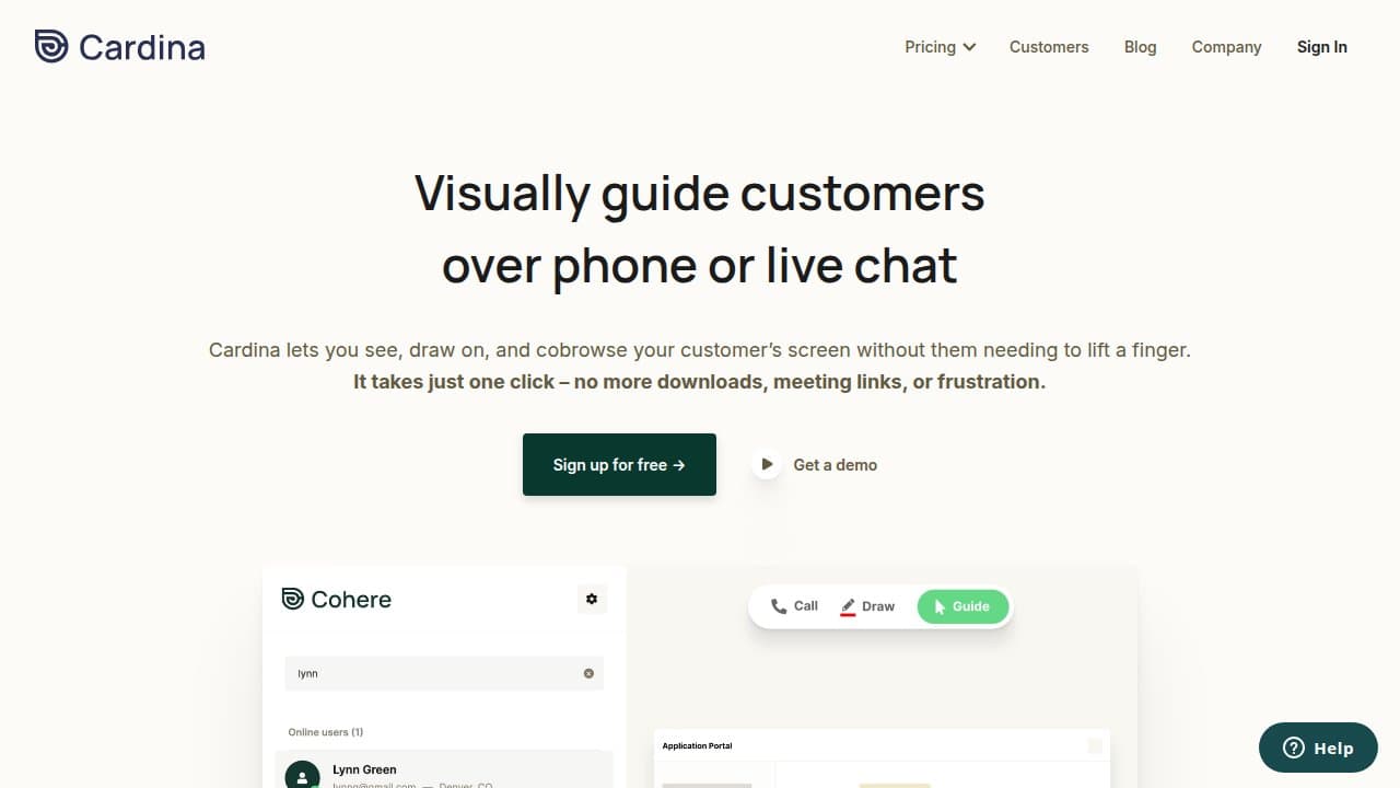 Cardina Cobrowse - Product screenshot