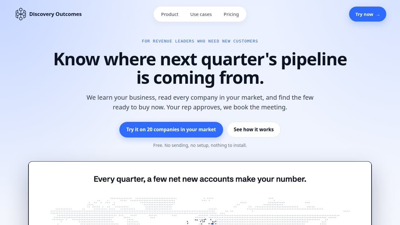 Discovery Outcomes - Product screenshot
