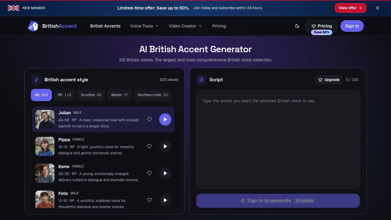 British Accent - Product screenshot