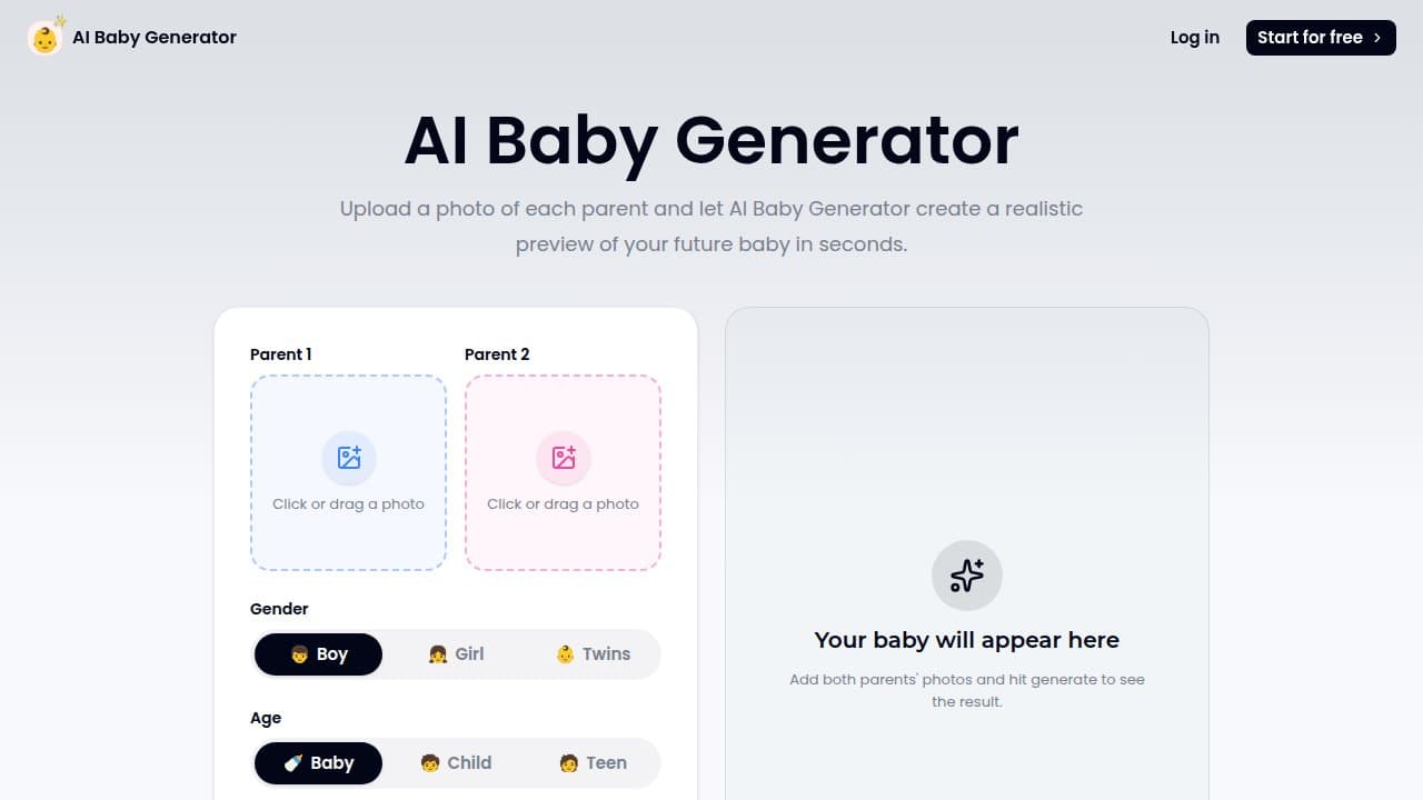 AI Baby Generator - Product screenshot