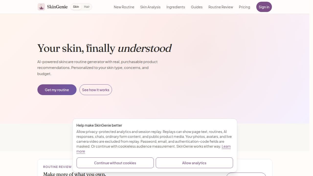 SkinGenie - Product screenshot