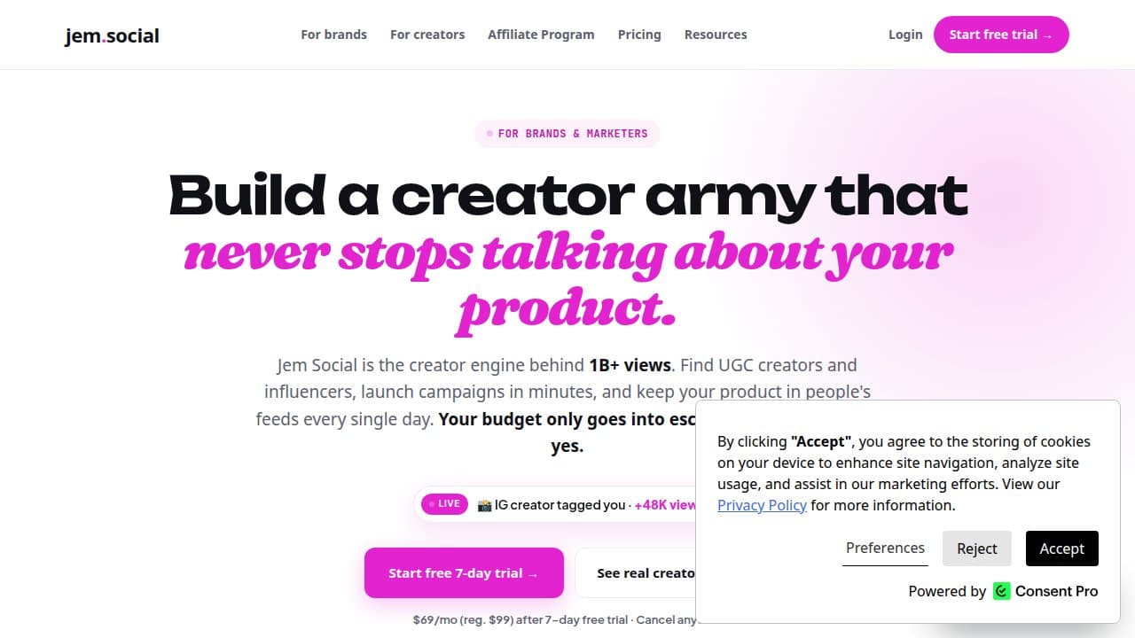 Jem Social - Product screenshot