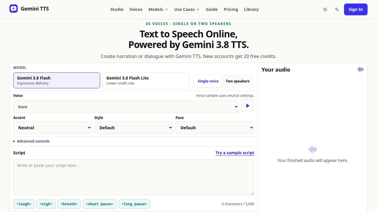 Gemini TTS - Product screenshot