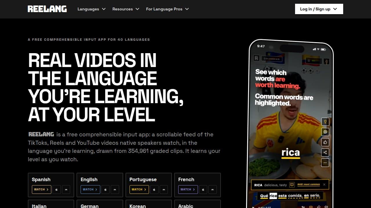 Reelang - Product screenshot
