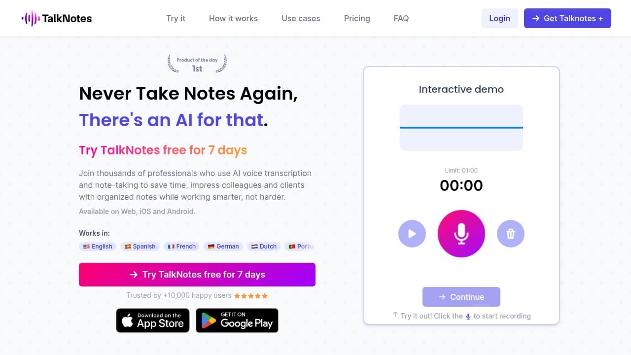 Talknotes - Product screenshot