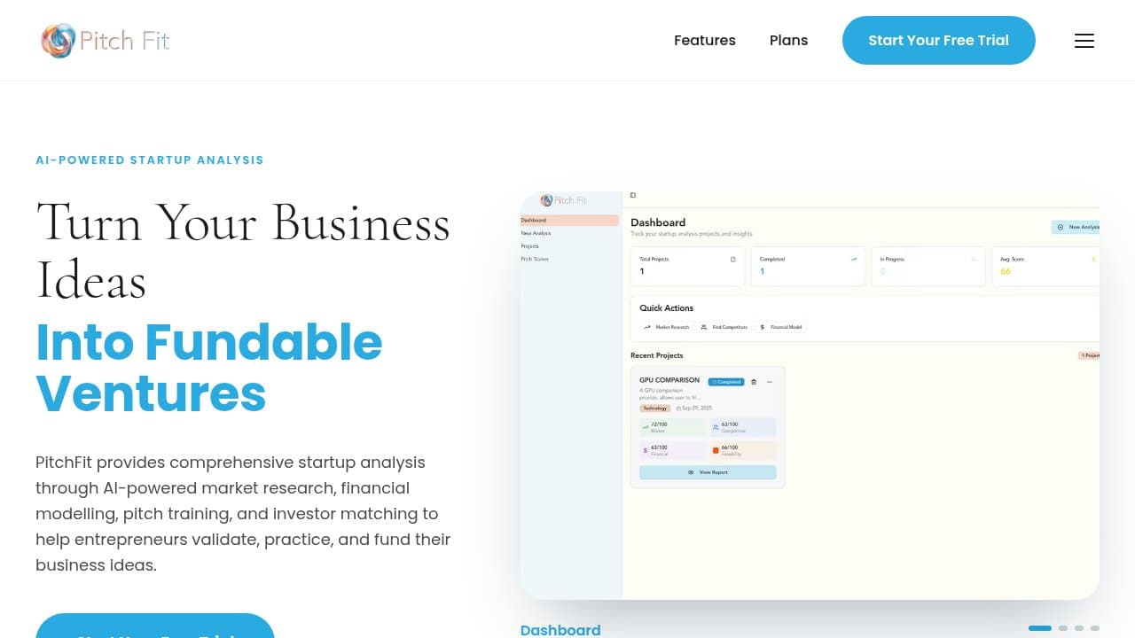 PitchFit - Product screenshot