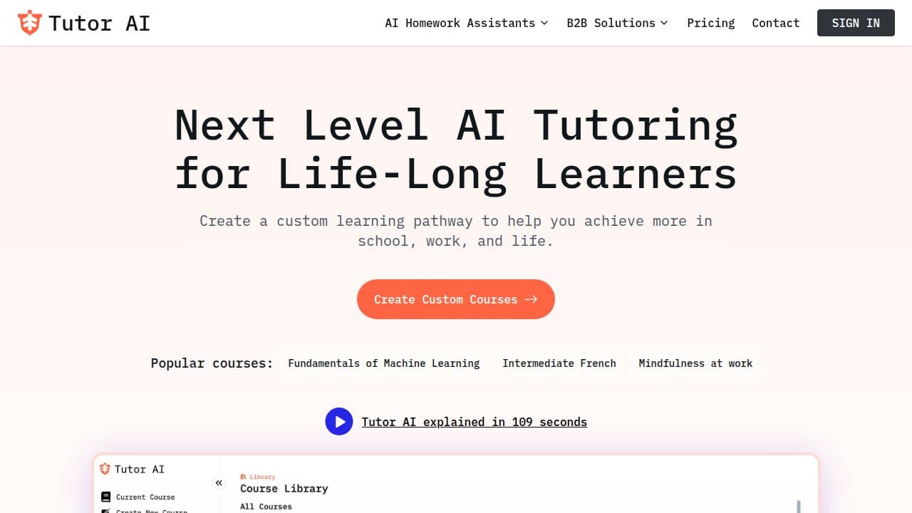 Tutor AI - Product screenshot