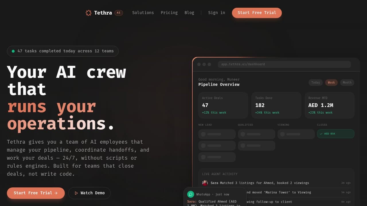 Tethra AI - Product screenshot