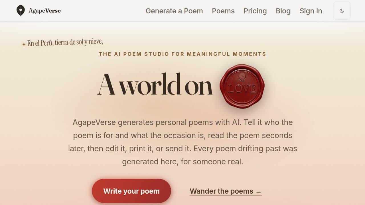 AgapeVerse - Product screenshot