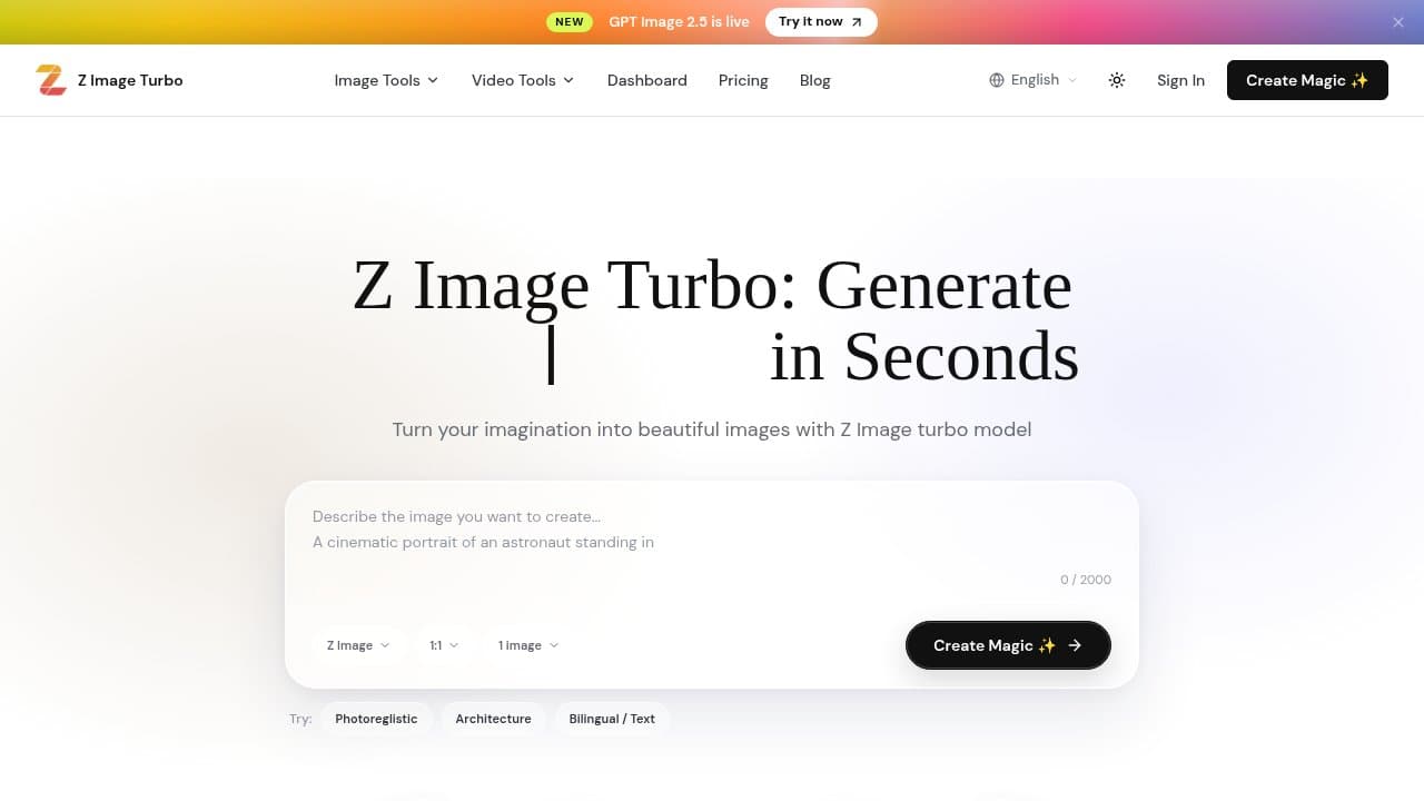 Z Image Turbo - Product screenshot