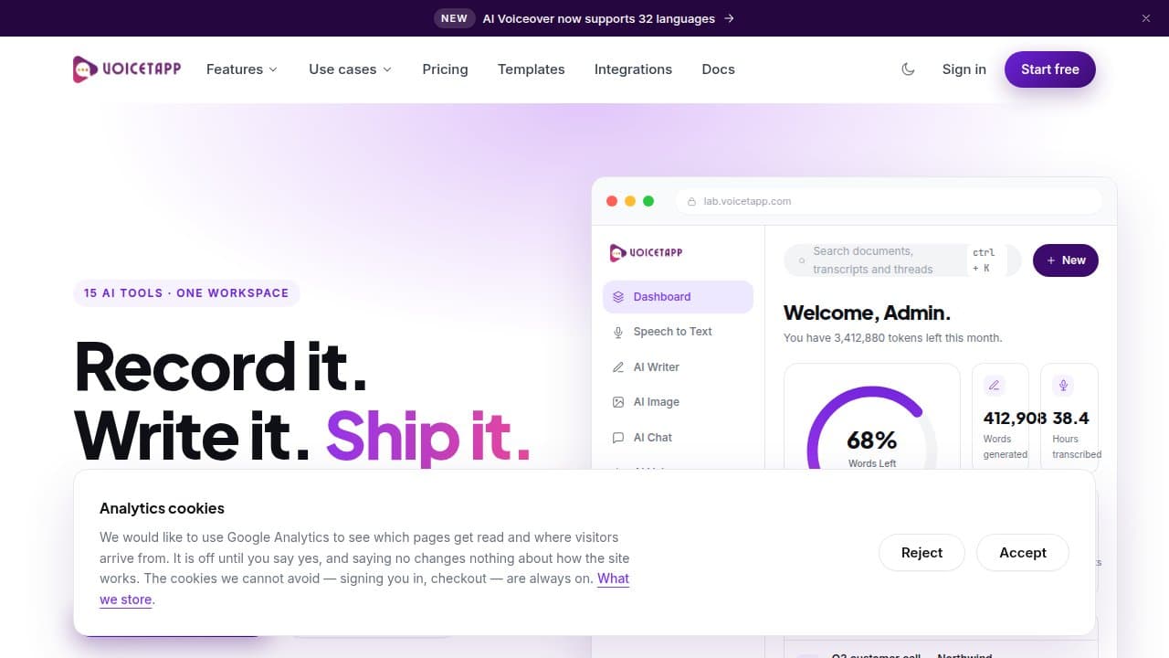 VoiceTapp - Product screenshot