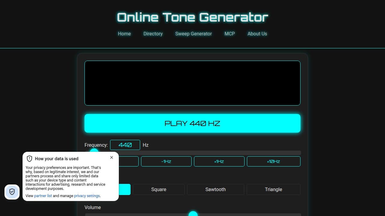 Online Tone Generator - Product screenshot